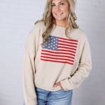 Larkin American Flag Sweater - Natural FINAL SALE