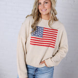 Larkin American Flag Sweater - Natural FINAL SALE