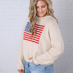Larkin American Flag Sweater - Natural FINAL SALE