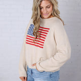 Larkin American Flag Sweater - Natural FINAL SALE