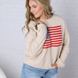 Larkin American Flag Sweater - Natural FINAL SALE