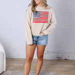 Larkin American Flag Sweater - Natural FINAL SALE