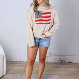 Larkin American Flag Sweater - Natural FINAL SALE
