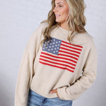 Larkin American Flag Sweater - Natural FINAL SALE