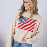 Larkin American Flag Sweater - Natural FINAL SALE