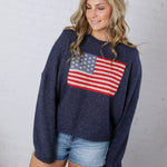 Larkin American Flag Sweater - Navy FINAL SALE