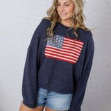 Larkin American Flag Sweater - Navy FINAL SALE