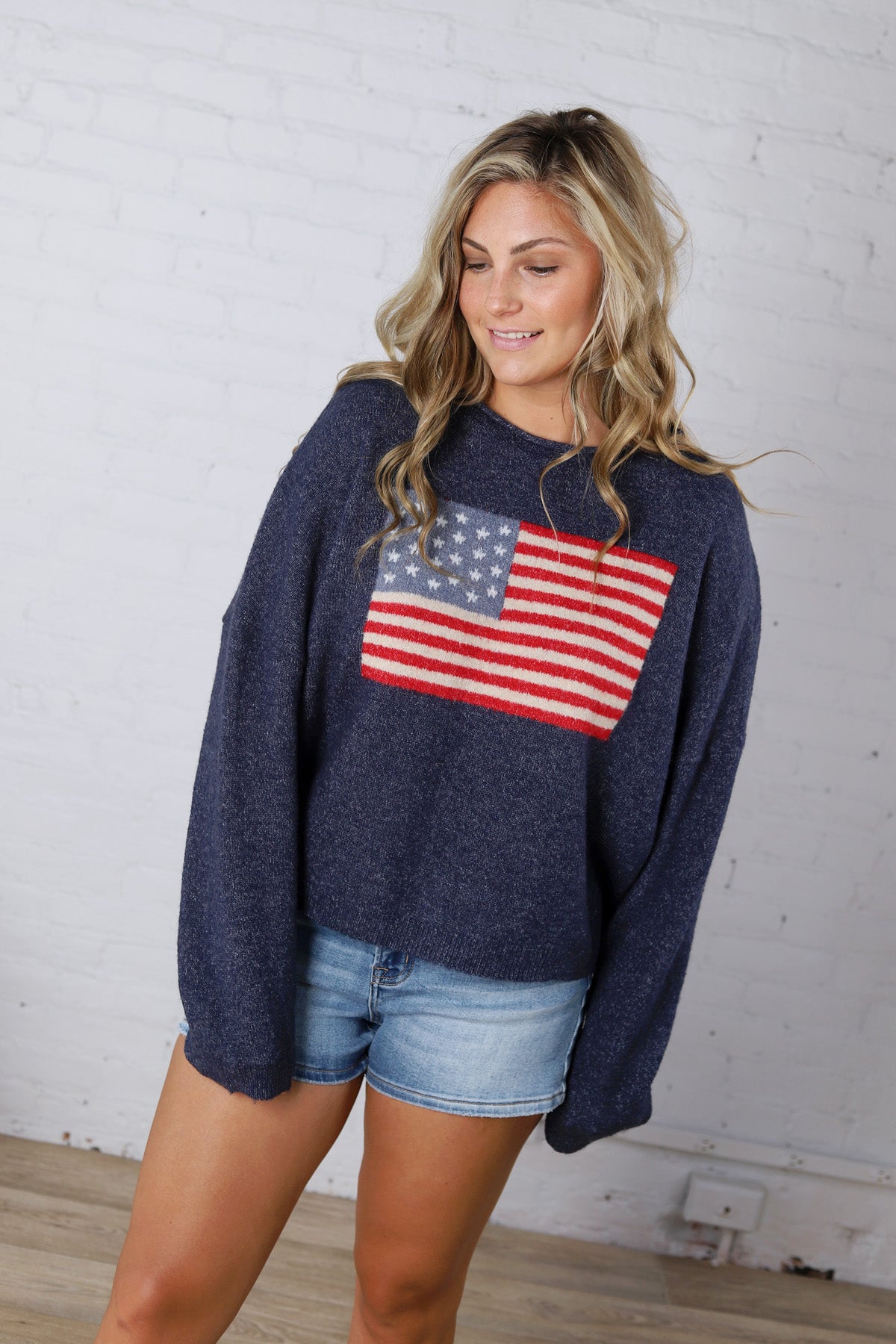 Larkin American Flag Sweater - Navy FINAL SALE