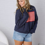 Larkin American Flag Sweater - Navy FINAL SALE