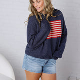 Larkin American Flag Sweater - Navy FINAL SALE