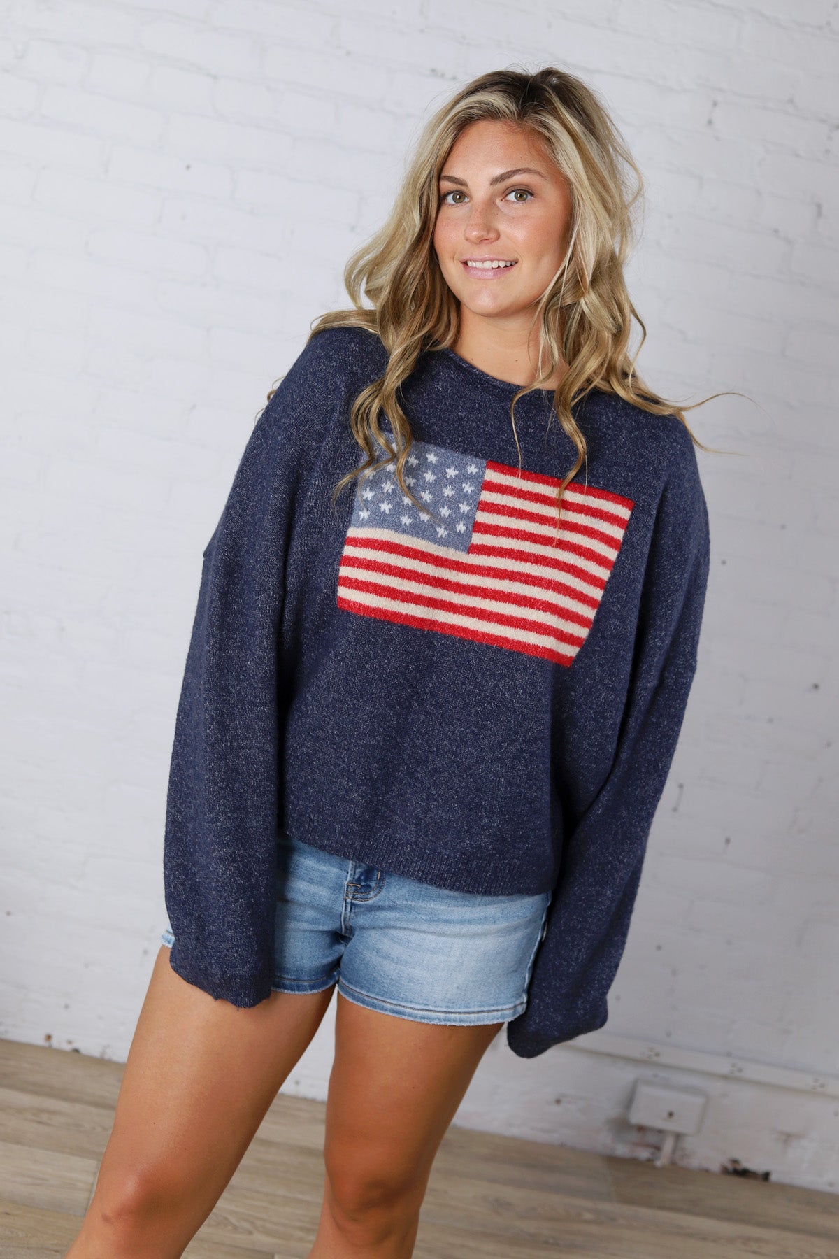 Larkin American Flag Sweater - Navy FINAL SALE