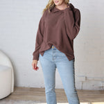 Laureen Cloudy Knit Hoodie - Brown