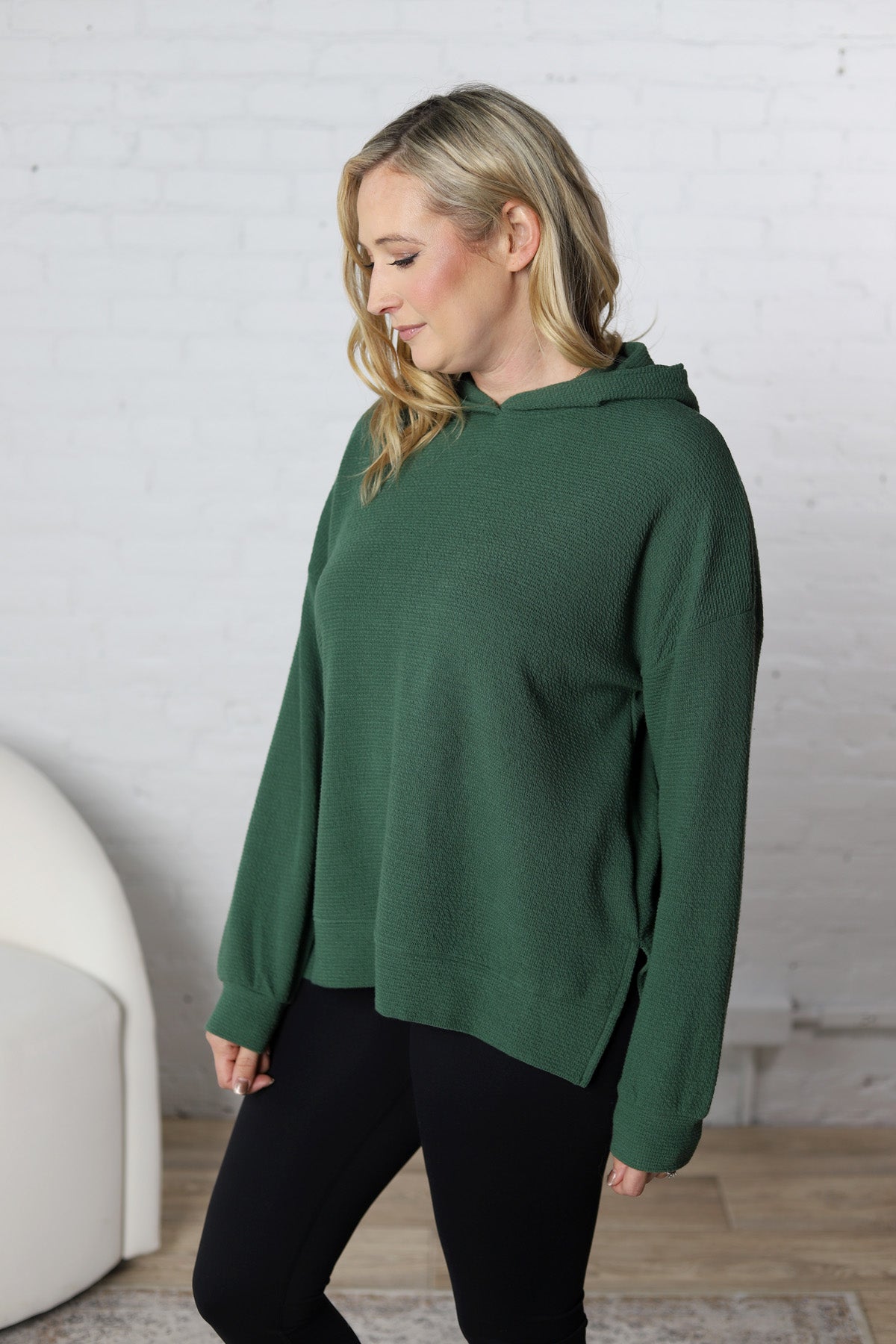 Laureen Cloudy Knit Hoodie - Green