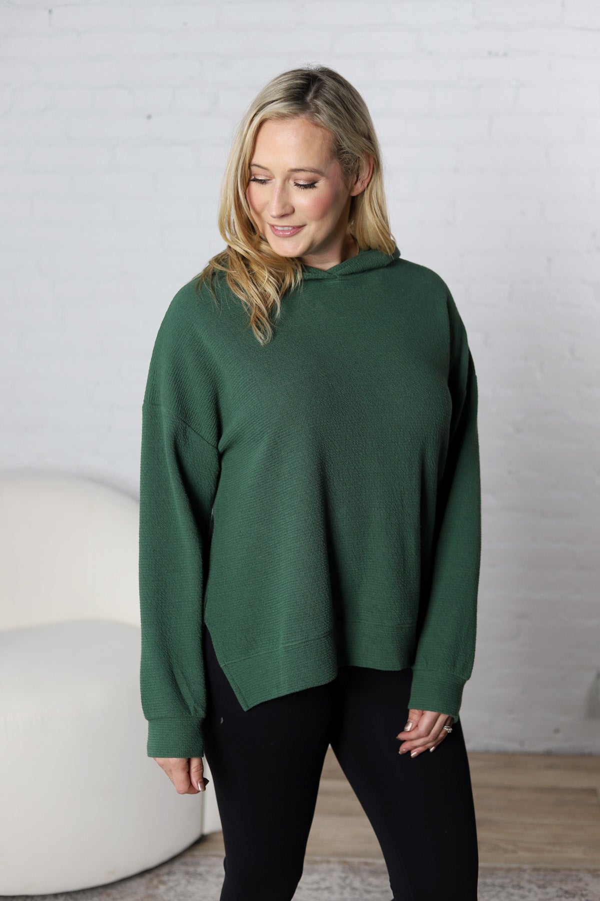 Laureen Cloudy Knit Hoodie - Green