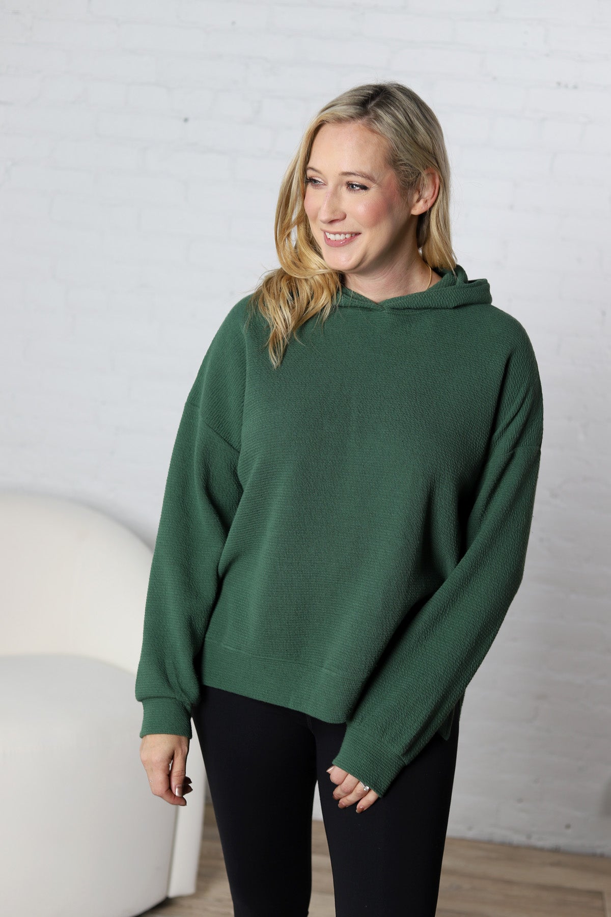 Laureen Cloudy Knit Hoodie - Green