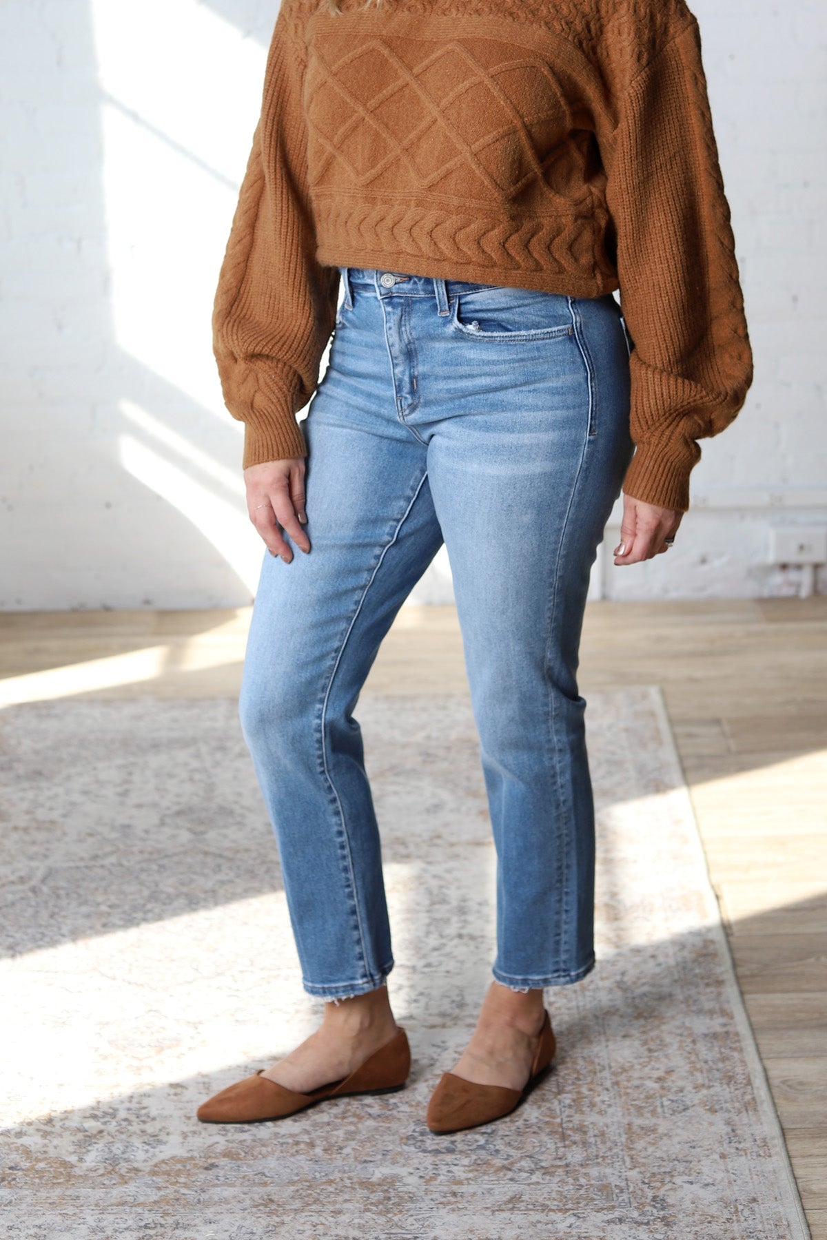 Lauren High Rise Tapered Straight Denim