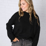 Leighton Patchwork Detail Sweater - Black