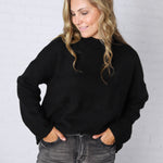 Leighton Patchwork Detail Sweater - Black FINAL SALE