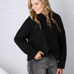 Leighton Patchwork Detail Sweater - Black FINAL SALE