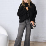 Leighton Patchwork Detail Sweater - Black FINAL SALE