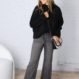 Leighton Patchwork Detail Sweater - Black FINAL SALE