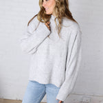 Leighton Patchwork Detail Sweater - Heather Grey
