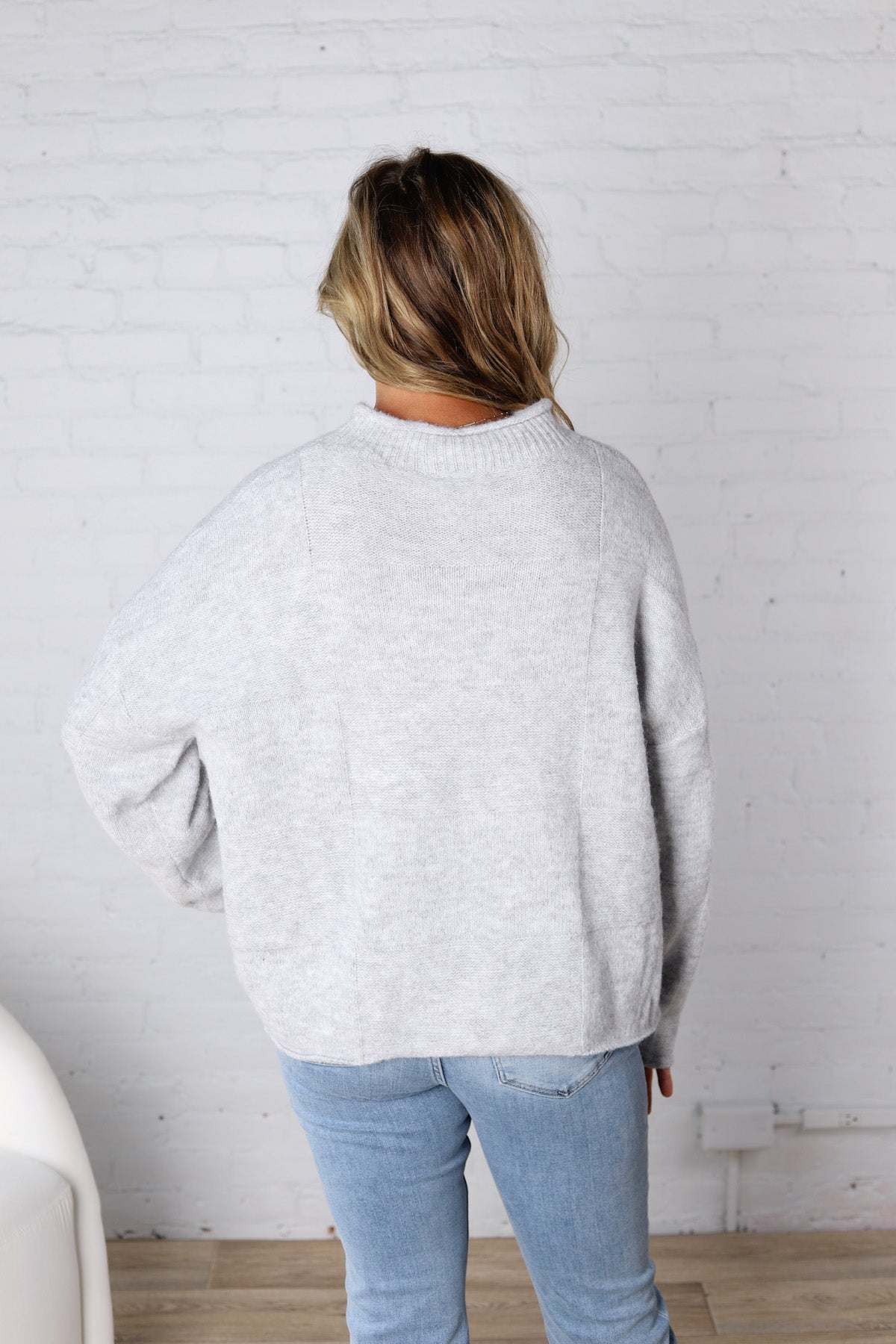 Leighton Patchwork Detail Sweater - Heather Grey