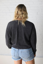 Leisa Drop Shoulder Cropped Sweatshirt - Black