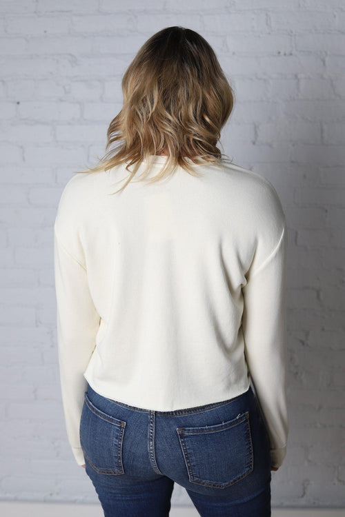 Leisa Drop Shoulder Cropped Sweatshirt - Cream