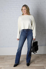 Leisa Drop Shoulder Cropped Sweatshirt - Cream