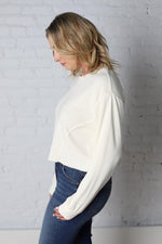 Leisa Drop Shoulder Cropped Sweatshirt - Cream