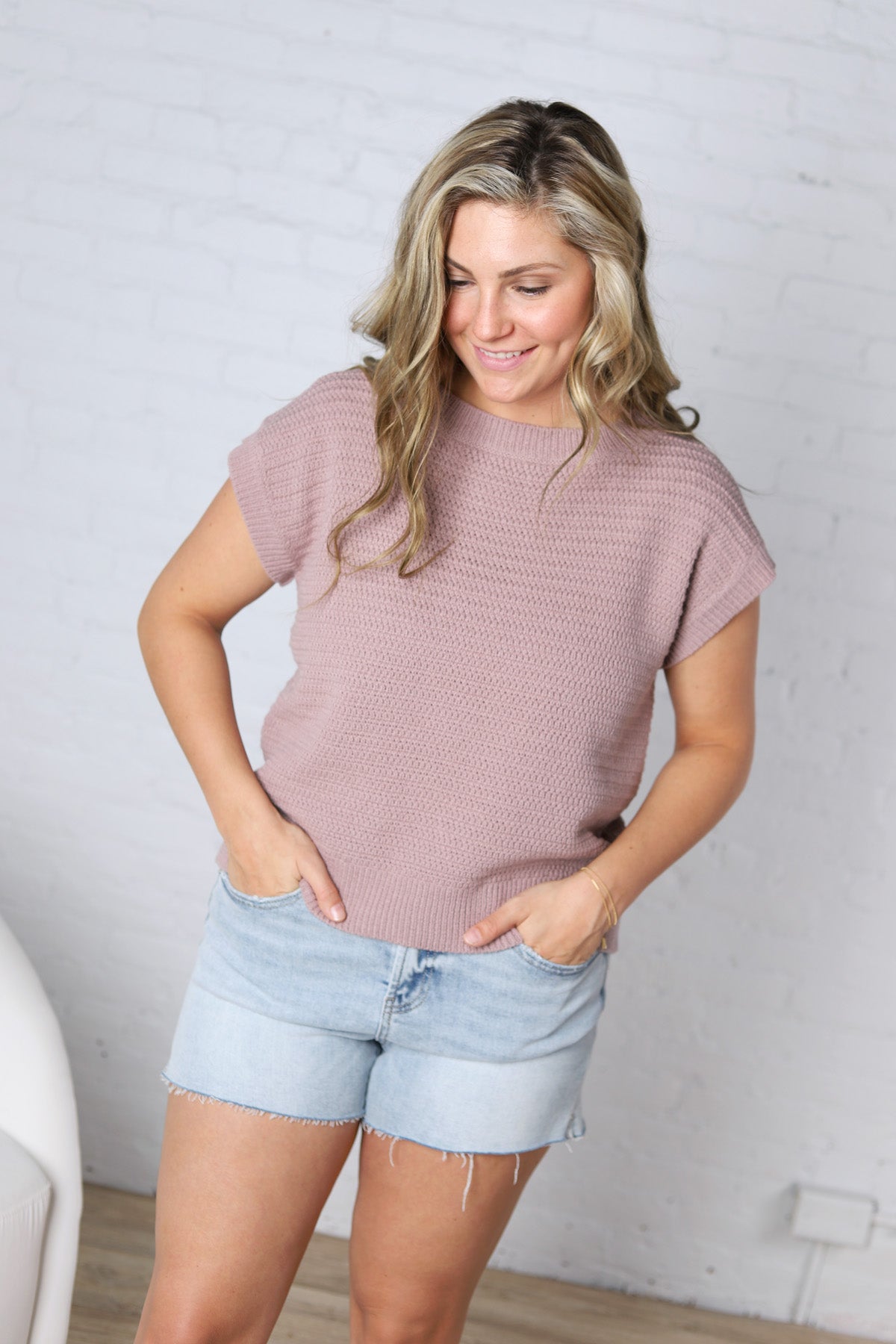 Lena Knit Cap Sleeve Sweater - Lilac