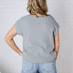 Lena Knit Cap Sleeve Sweater - Lt Teal