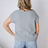 Lena Knit Cap Sleeve Sweater - Lt Teal