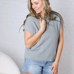 Lena Knit Cap Sleeve Sweater - Lt Teal