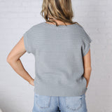 Lena Knit Cap Sleeve Sweater - Lt Teal FINAL SALE
