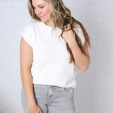 Lena Knit Cap Sleeve Sweater - Off White