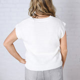 Lena Knit Cap Sleeve Sweater - Off White