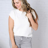 Lena Knit Cap Sleeve Sweater - Off White FINAL SALE