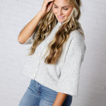 Lennie Elbow Length Sweater Cardigan - Ivory Charcoal