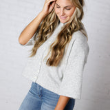 Lennie Elbow Length Sweater Cardigan - Ivory Charcoal
