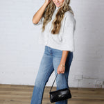 Lennie Elbow Length Sweater Cardigan - Ivory Charcoal