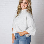 Lennie Elbow Length Sweater Cardigan - Ivory Charcoal
