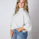 Lennie Elbow Length Sweater Cardigan - Ivory Charcoal