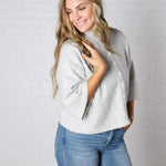 Lennie Elbow Length Sweater Cardigan - Ivory Charcoal