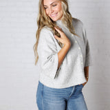 Lennie Elbow Length Sweater Cardigan - Ivory Charcoal