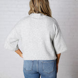 Lennie Elbow Length Sweater Cardigan - Ivory Charcoal