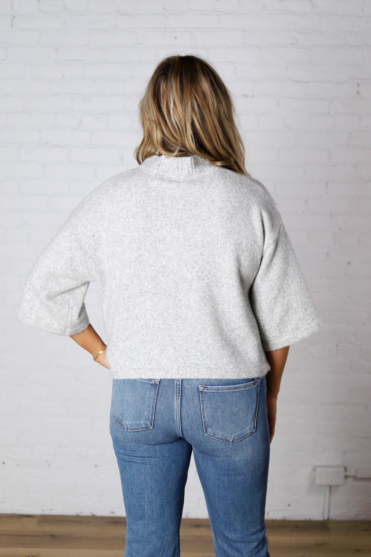 Lennie Elbow Length Sweater Cardigan - Ivory Charcoal