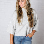 Lennie Elbow Length Sweater Cardigan - Ivory Charcoal