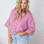 Lennie Elbow Length Sweater Cardigan - Purple Blue